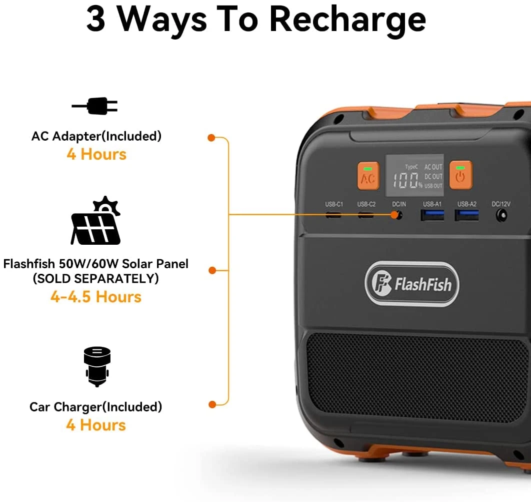 98Wh / 26400mAh Portable Power Station with Flashlight