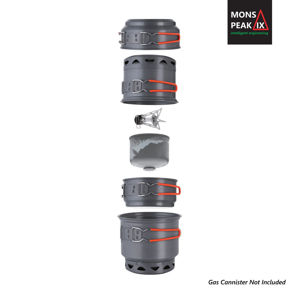 🍵 Mons Peak IX Trail 123 UL Cook Set with Stove | Ultralight | 1-3 Person
