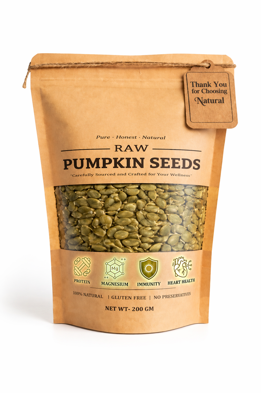 Raw Pumpkin Seeds 200g | Natural Superfood for Snacking & Food Storage