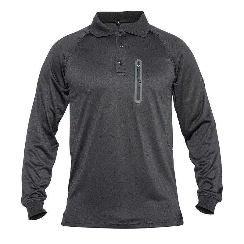 Men's Long Sleeve Tactical Polo Shirt | Quick-Dry Military Style with Zipper Pockets