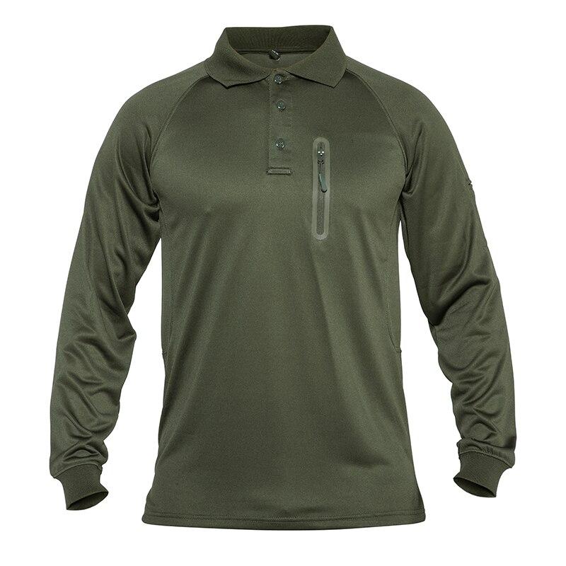 Men's Long Sleeve Tactical Polo Shirt | Quick-Dry Military Style with Zipper Pockets