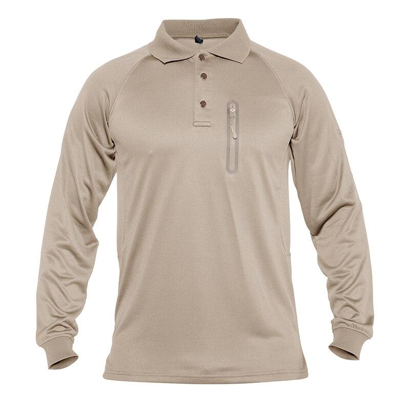Men's Long Sleeve Tactical Polo Shirt | Quick-Dry Military Style with Zipper Pockets