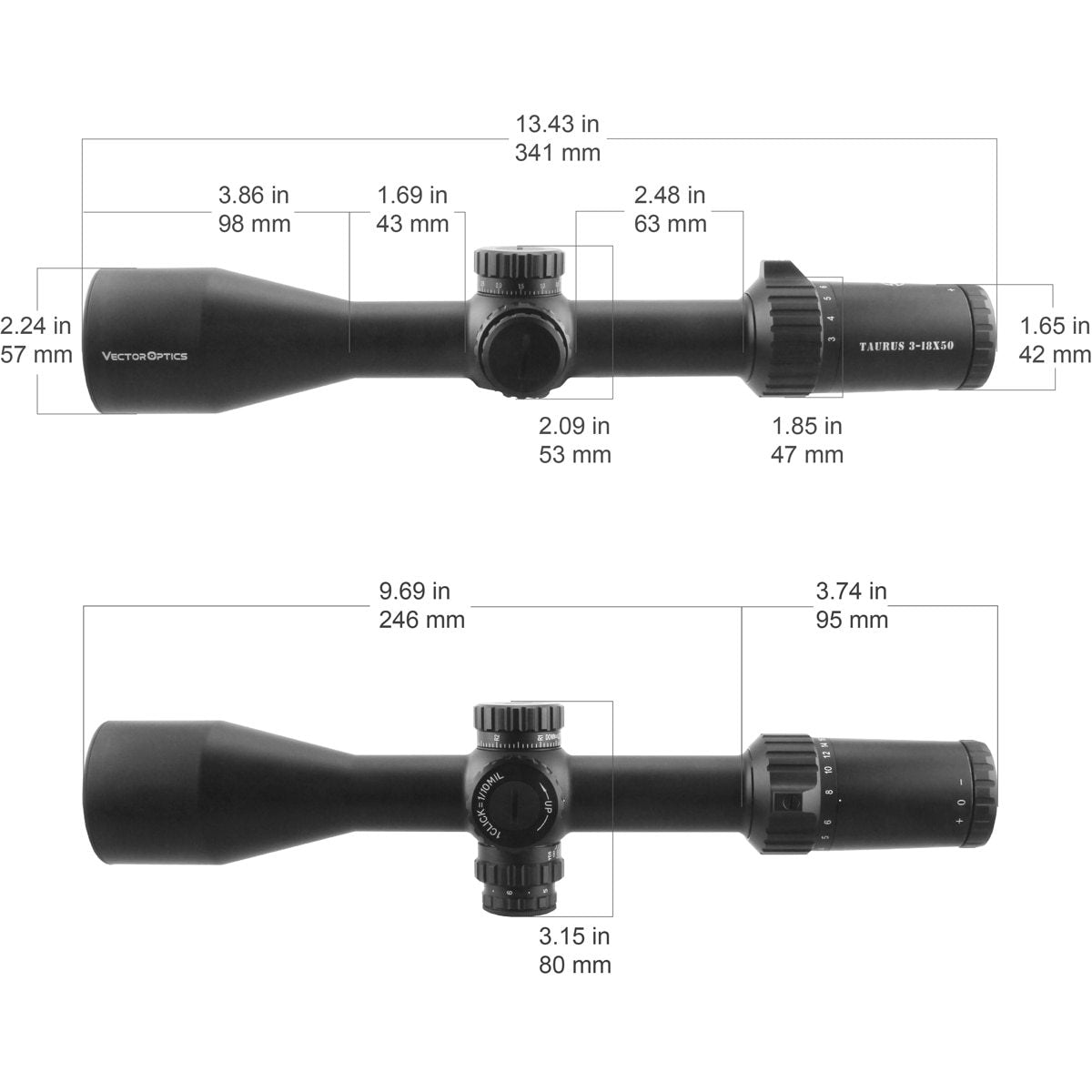 🔭 Taurus 3-18x50 FFP Tactical Riflescope | Long Range | 6-Level Illumination | 1/10 MIL